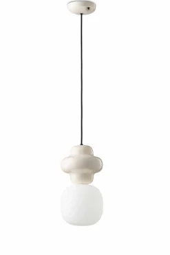 Hängeleuchte Keramik Glas E14 Creme Weiß Retro ROBERTO