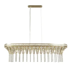 Hängeleuchte Kristall B: 100 cm in Messing Klar 8x G9 Art Déco