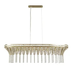 Hängeleuchte Kristall B: 100 cm in Messing Klar 8x G9 Art Déco