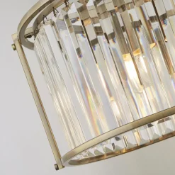 Hängeleuchte Kristall in Messing antik Klar Art Déco