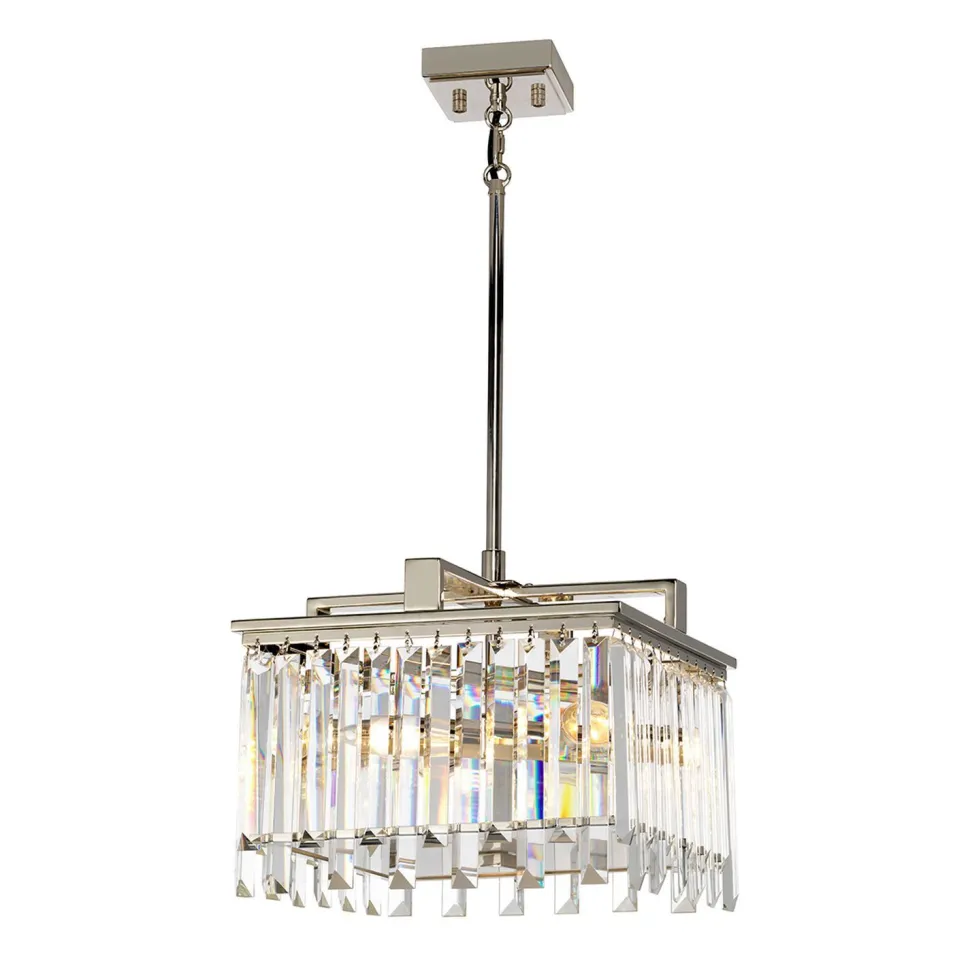 Hängeleuchte Kristall in Nickel Klar Art Déco