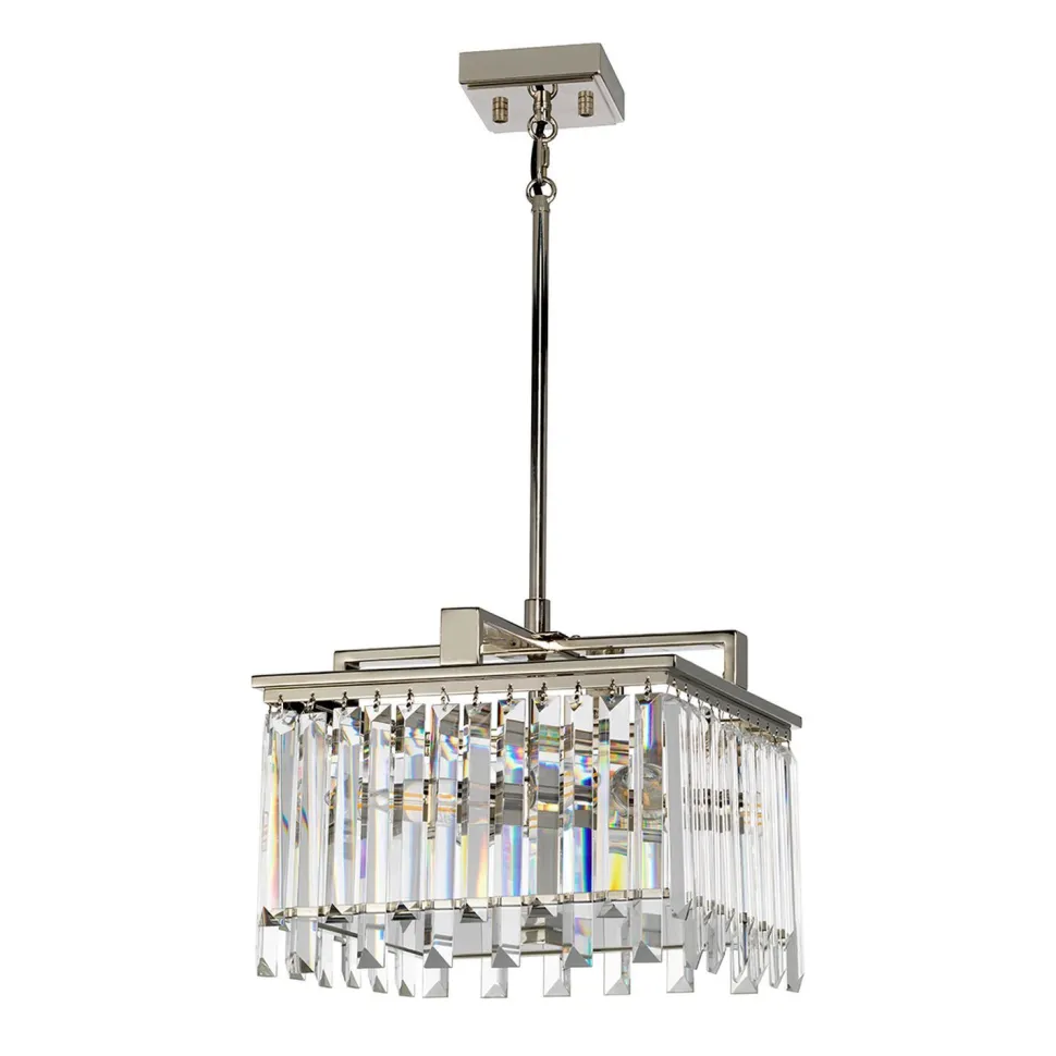 Hängeleuchte Kristall in Nickel Klar Art Déco