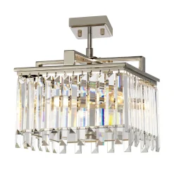 Hängeleuchte Kristall in Nickel Klar Art Déco