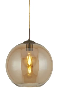 Hängeleuchte Kugel Glas Ø 30 cm E27 in Messing Antik Bernstein