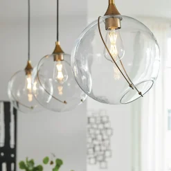 Hängeleuchte Kugel Metall Glas E27 D: 27,4 cm Vintage Design