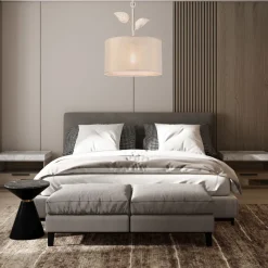 Hängeleuchte Landhaus Stoff Metall in Gold E27 Ø 35 cm