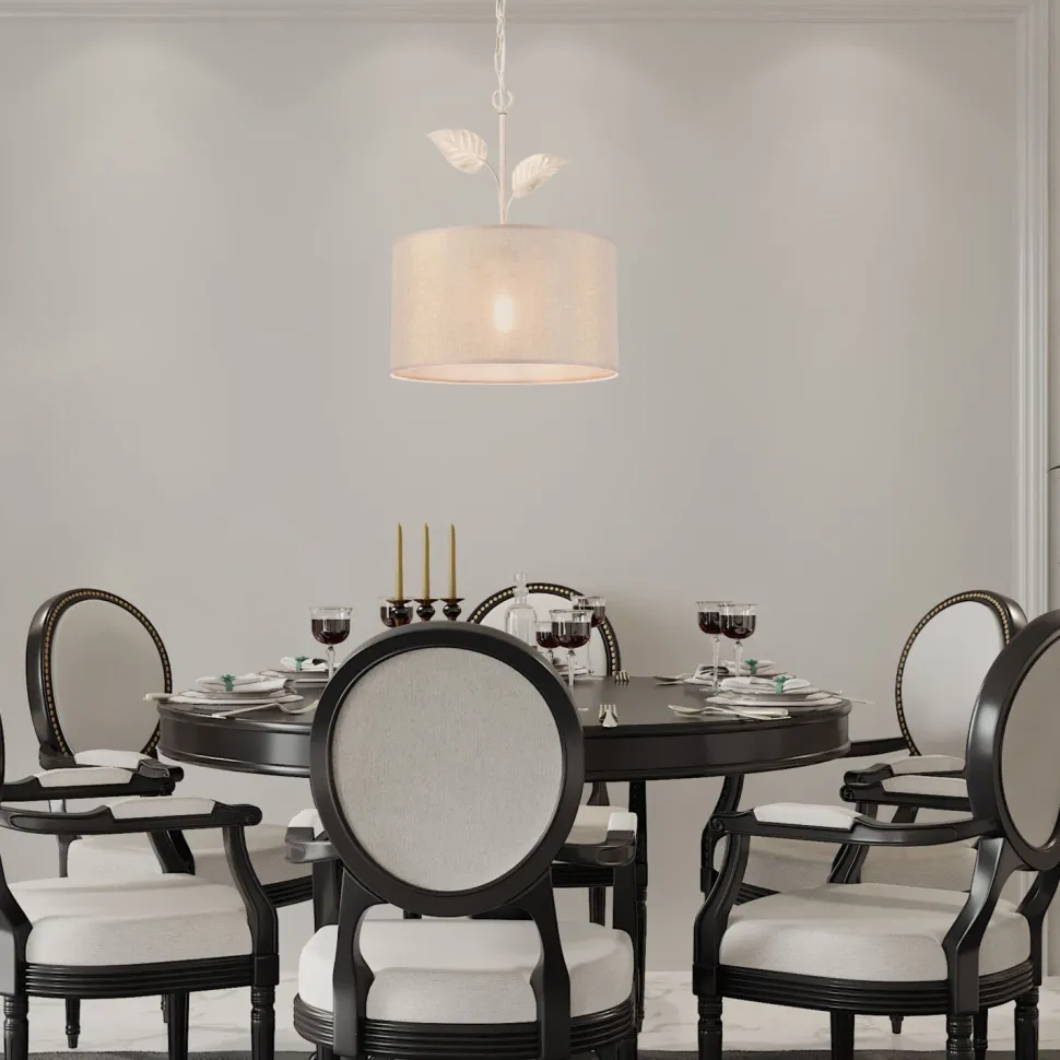 Hängeleuchte Landhaus Stoff Metall in Gold E27 Ø 35 cm