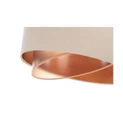 Hängeleuchte Leinen E27 rund D: 50 cm Modern Beige Kupfer