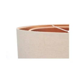 Hängeleuchte Leinen E27 rund D: 50 cm Modern Beige Kupfer