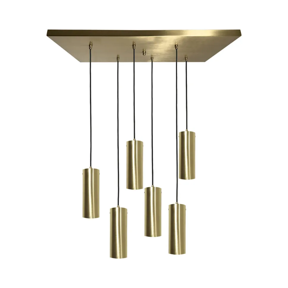 Hängeleuchte Messing B: 80 cm in Bronze hell 6x E27 massiv