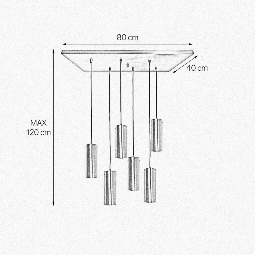 Hängeleuchte Messing B: 80 cm in Bronze hell 6x E27 massiv
