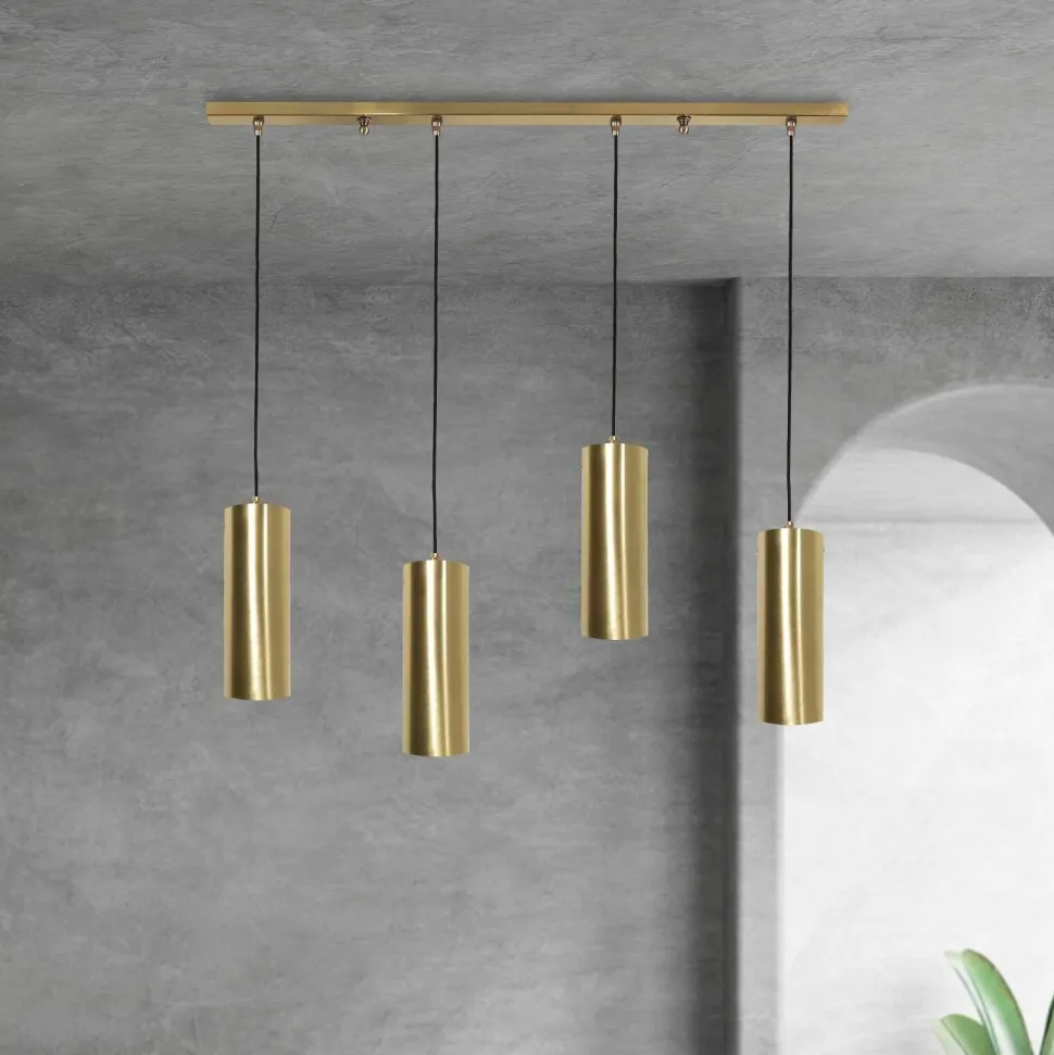 Hängeleuchte Messing B: 90cm H: max. 110cm verstellbar 4x E27