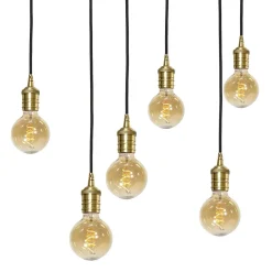 Hängeleuchte Messing massiv B: 80 cm in Bronze hell 6x E27