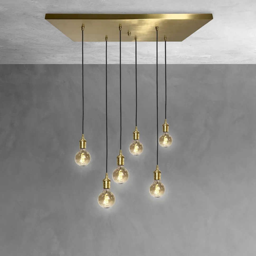 Hängeleuchte Messing massiv B: 80 cm in Bronze hell 6x E27