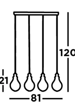 Hängeleuchte Metall B: 81 cm H. max. 1,2 m in Silber 4x E27