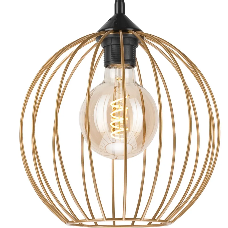 Hängeleuchte Metall Draht Ø 24 cm verstellbar Gold Retro E27