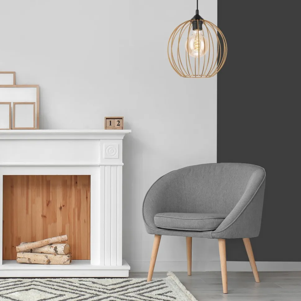 Hängeleuchte Metall Draht Ø 24 cm verstellbar Gold Retro E27