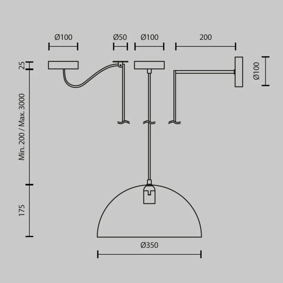Hängeleuchte Metall E27 D: 35 cm rund H: max. 320 cm