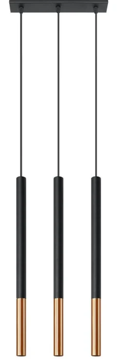 Hängeleuchte Metall 3-flammig Zylinder G9 Schwarz Kupfer