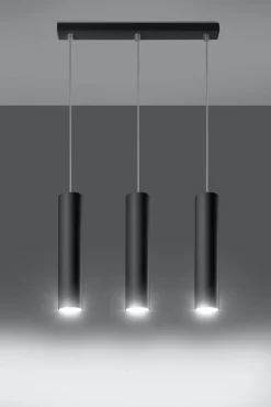 Hängeleuchte Metall 3-flammig GU10 B: 45 cm Schwarz