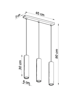 Hängeleuchte Metall 3-flammig GU10 B: 45 cm Schwarz