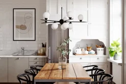 Hängeleuchte Metall Glas B: 100 cm H: max. 160 cm 10x G9