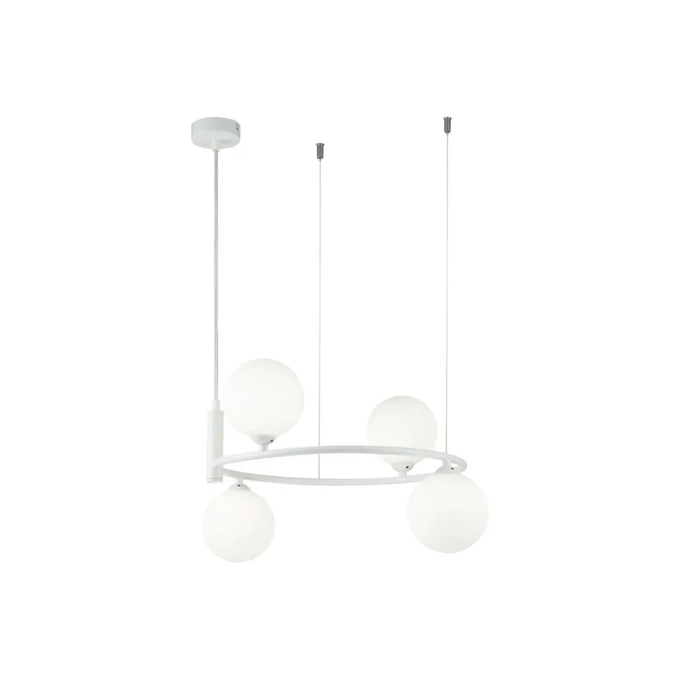 Hängeleuchte Metall Glas B: 39 cm H: max. 184 cm Weiß