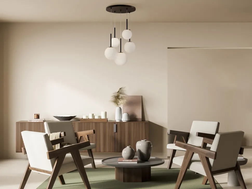 Hängeleuchte Metall Glas B: 45 cm H: max. 222,5 cm E14