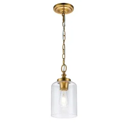 Hängeleuchte Metall Glas D: 16,5 cm schmal E27 BASRA