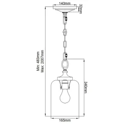 Hängeleuchte Metall Glas D: 16,5 cm schmal E27 BASRA