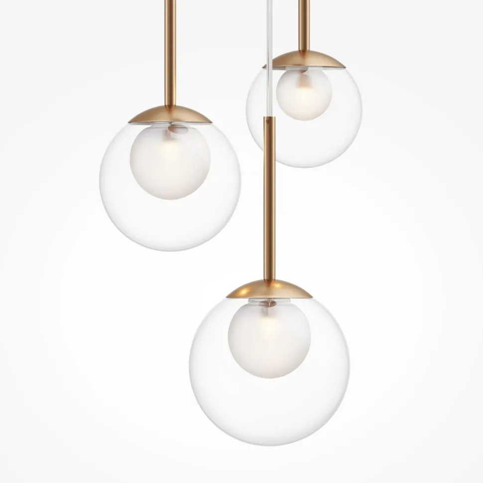 Hängeleuchte Metall Glas G9 rund D: 40 cm in Gold CORA