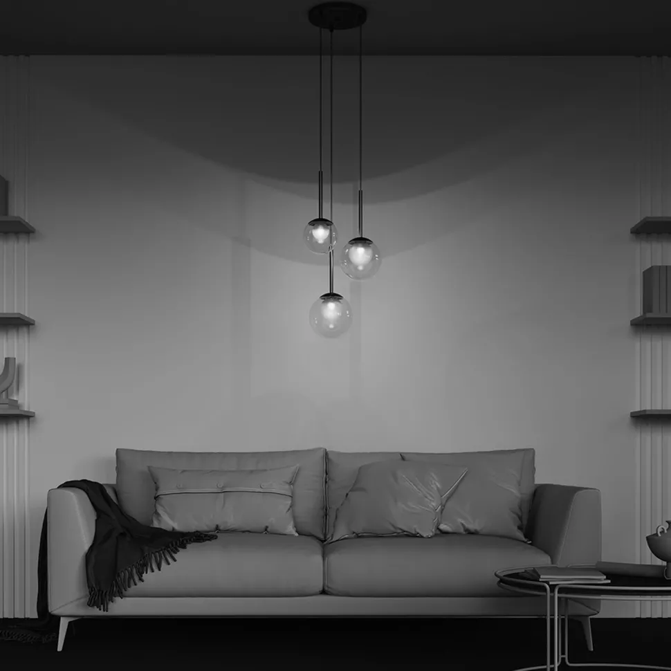 Hängeleuchte Metall Glas G9 rund D: 40 cm in Gold CORA