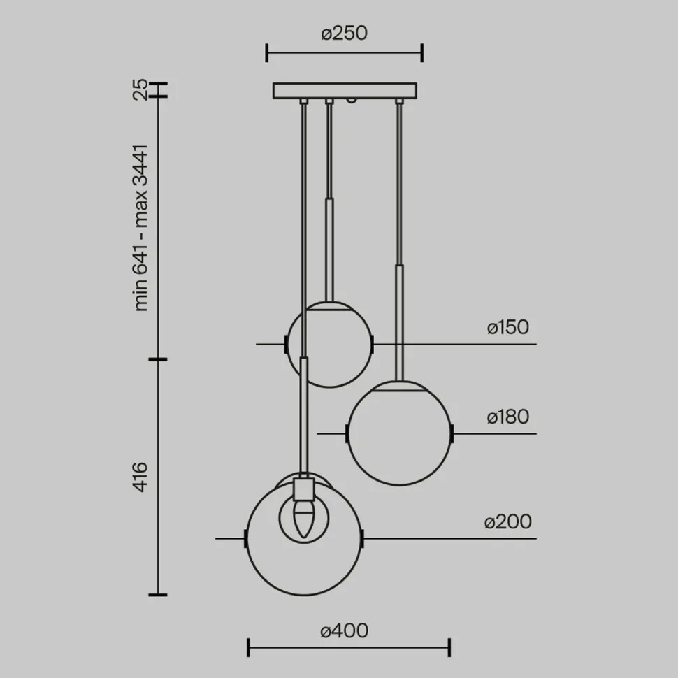 Hängeleuchte Metall Glas G9 rund D: 40 cm in Gold CORA
