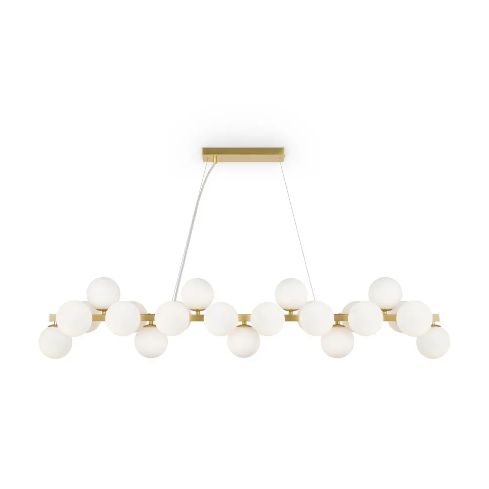 Hängeleuchte Metall Glas H: max. 133,9 cm in Gold Weiß