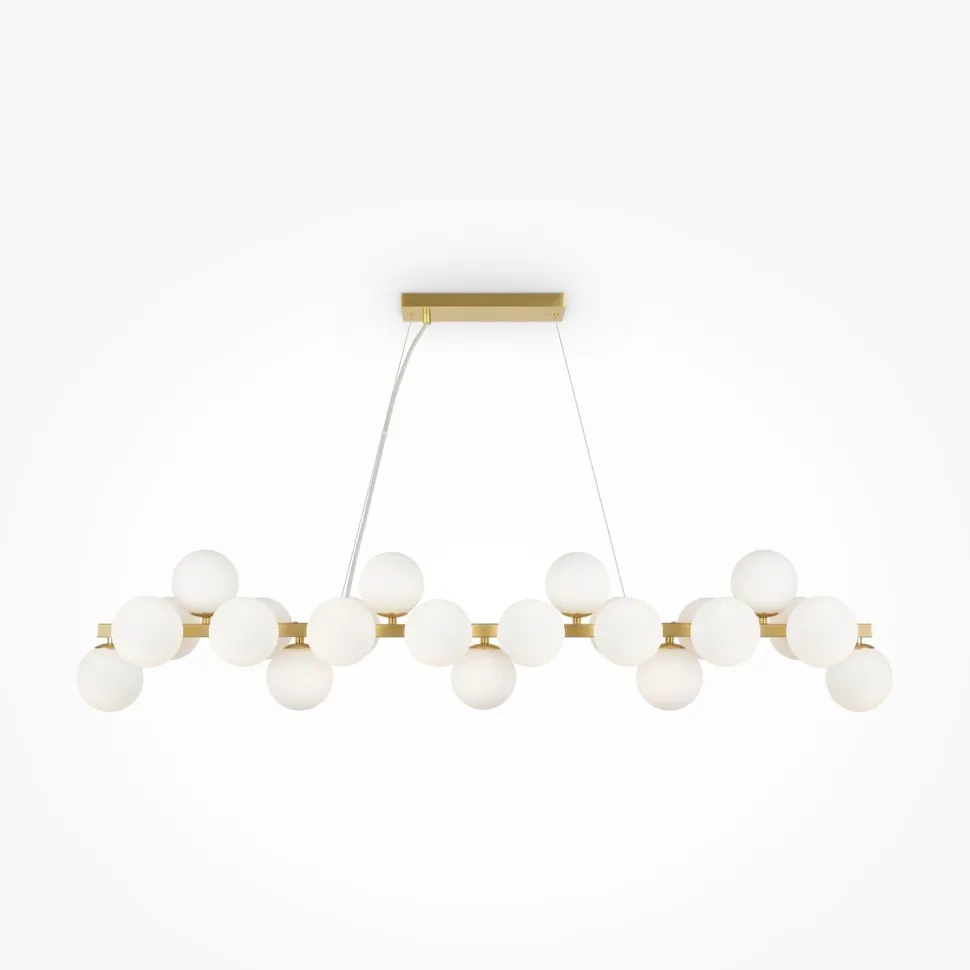 Hängeleuchte Metall Glas H: max. 133,9 cm in Gold Weiß