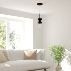 Hängeleuchte Metall Glas rund D: 10 cm H: max. 336,5 cm