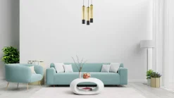 Hängeleuchte Metall GU10 Ø35 cm Schwarz Gold 3-flammig