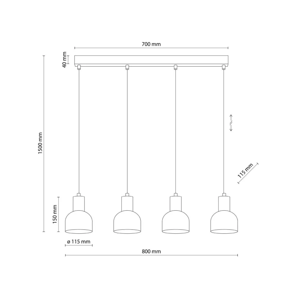 Hängeleuchte Metall Holz E27 Schwarz Holz 4-flammig
