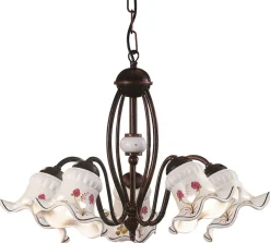 Hängeleuchte Metall Keramik E14 5-flammig Landhaus Stil