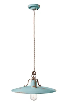 Hängeleuchte Metall Keramik rund D: 40 cm E27 Vintage