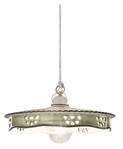 Hängeleuchte Metall Keramik D: 33 cm E27 rund Landhaus