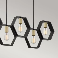 Hängeleuchte Metall L: 101,6 cm höhenverstellbar Schwarz Gold