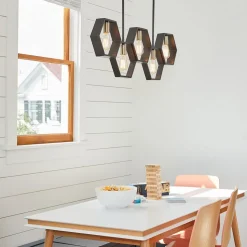 Hängeleuchte Metall L: 101,6 cm höhenverstellbar Schwarz Gold