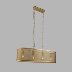 Hängeleuchte Metall Mesh B: 91 cm 4x E27 in Gold