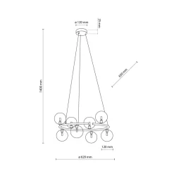 Hängeleuchte Metall Rauchglas G9 Ø 62 cm H: max. 140 cm