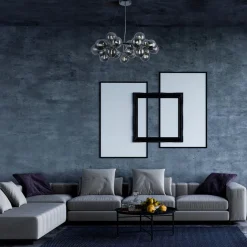 Hängeleuchte Metall Rauchglas G9 69 cm breit Modern