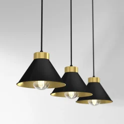 Hängeleuchte Metall Schwarz Gold 3-flammig E27 RIAN