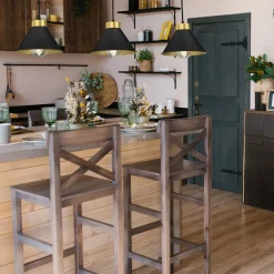 Hängeleuchte Metall Schwarz Gold 3-flammig E27 RIAN