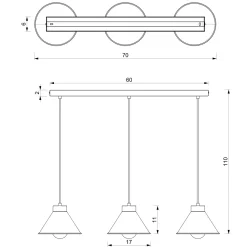 Hängeleuchte Metall Schwarz Gold 3-flammig E27 RIAN