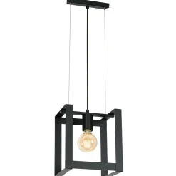 Hängeleuchte Metall Schwarz eckig offener Schirm